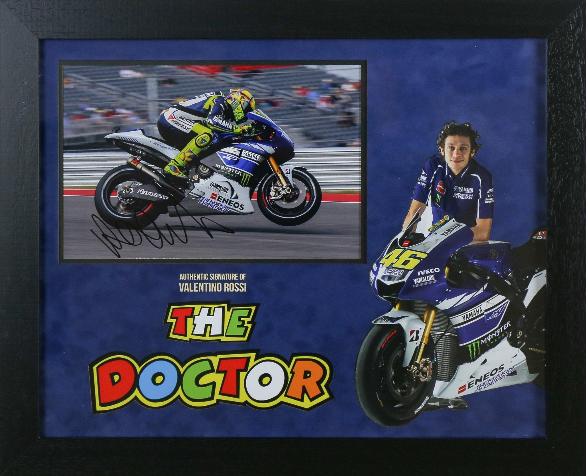Valentino Rossi Signed 12x8 Photograph Framed Display - Memorabilia Framers Shop